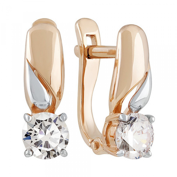 Золотые серьги с фианитом № 135397