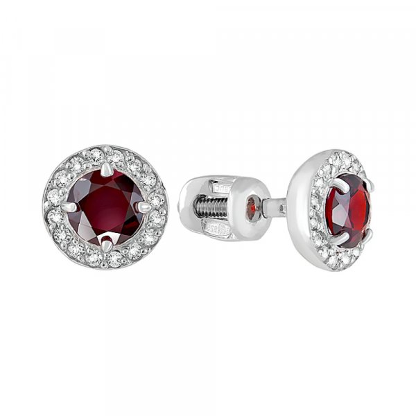 Пуссеты с гранатом и фианитом № 122819