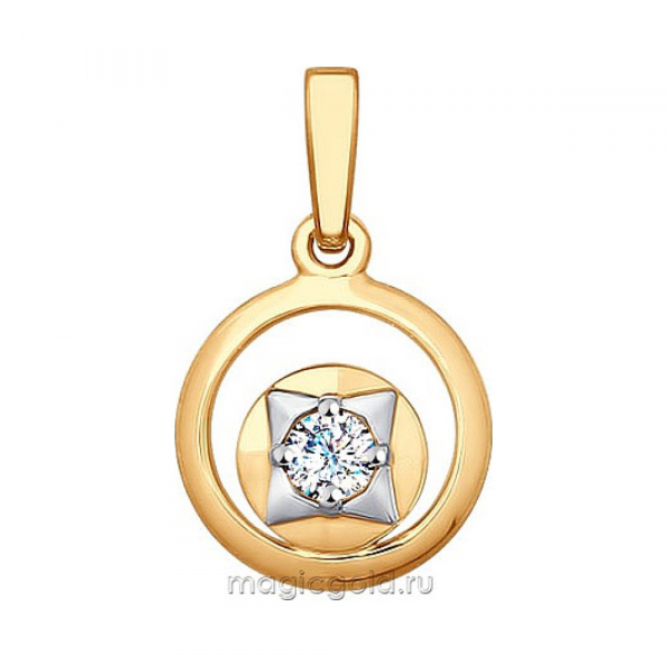 Золотая подвеска с фианитом № 163972