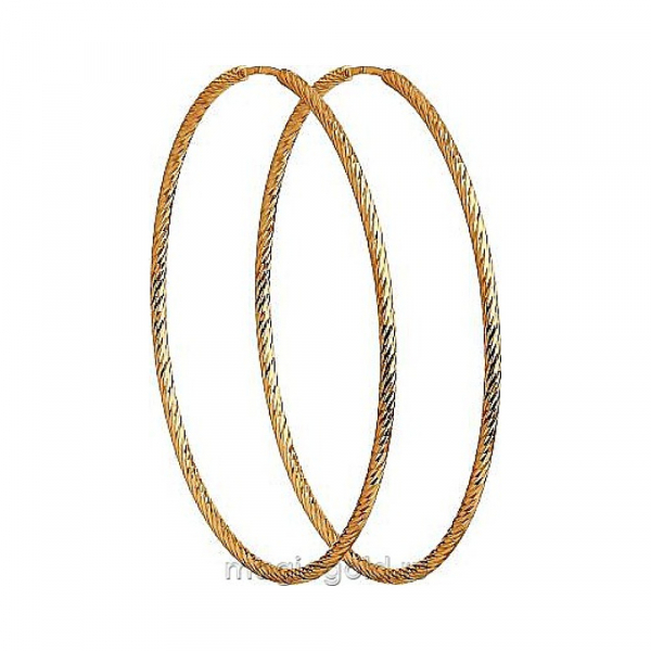 Золотые серьги без камня с алмазкой № 174069