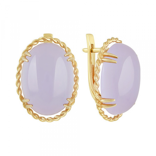 Серебряные серьги с алпанитом  и золотым покрытием № 132381