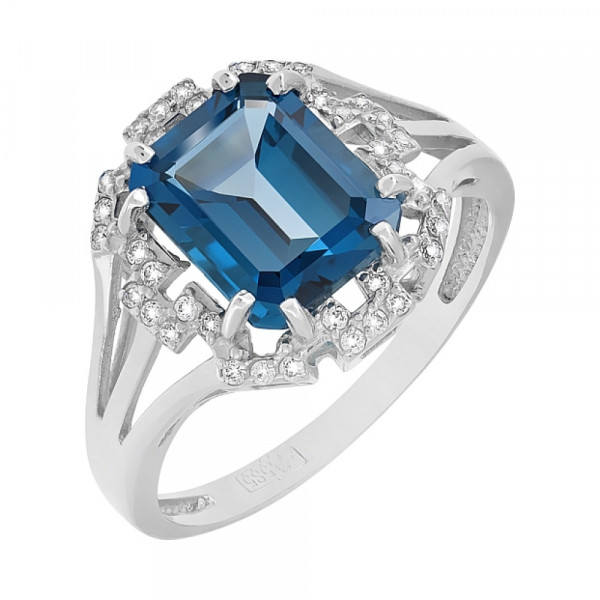 Золотое кольцо с топазом и фианитом № 118596