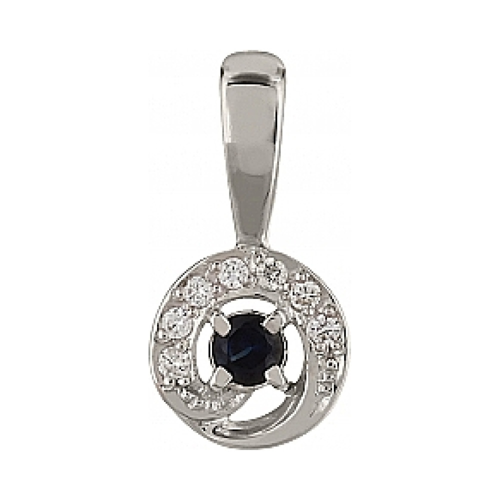 Золотая подвеска с бриллиантом и сапфиром № 103232