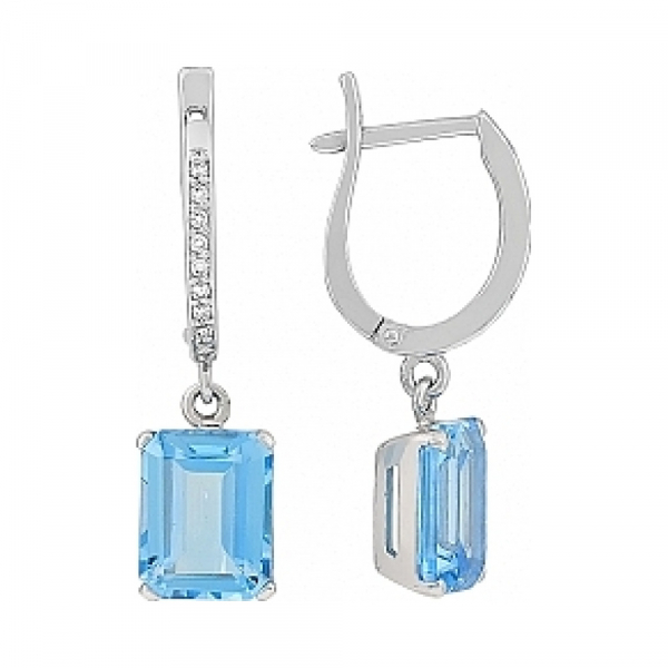 Серьги с топазом и фианитом № 114800