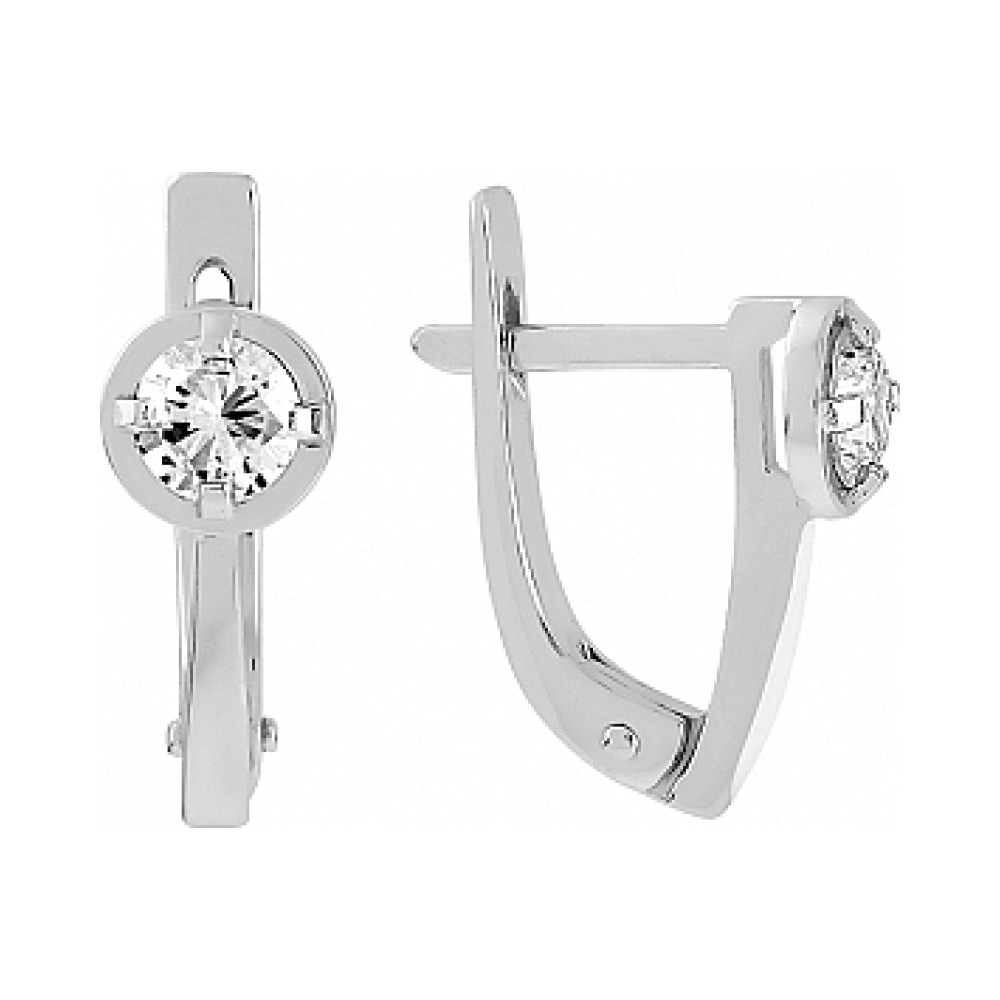 Золотые серьги с бриллиантом № 104140