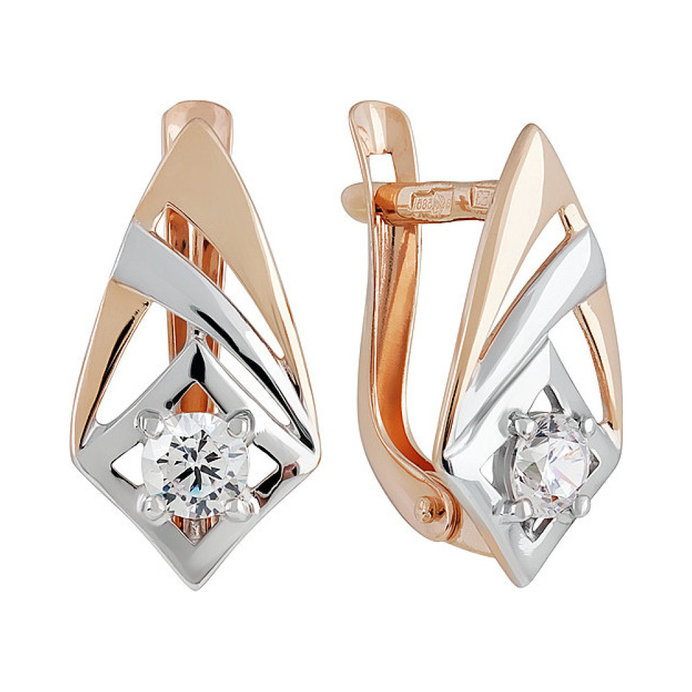 Золотые серьги с фианитом № 136934