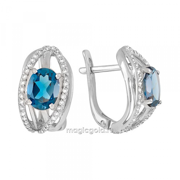 Золотые серьги с топазом и фианитом № 119632