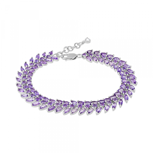 Серебряный браслет с аметистом и фианитом № 124216
