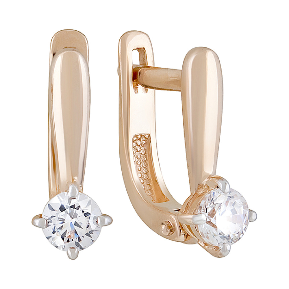 Золотые серьги с фианитами № 127581