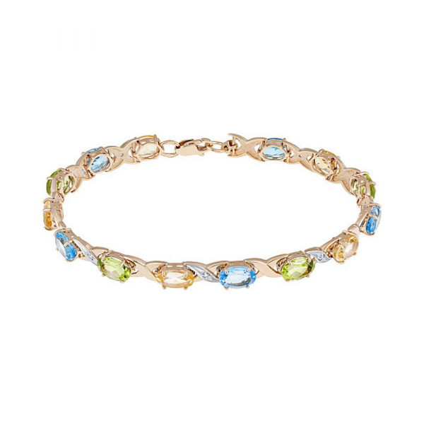 Золотой браслет с полудраг. вставками и фианитом № 117316