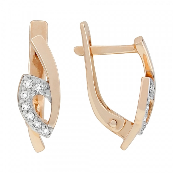 Золотые серьги с бриллиантом № 76026