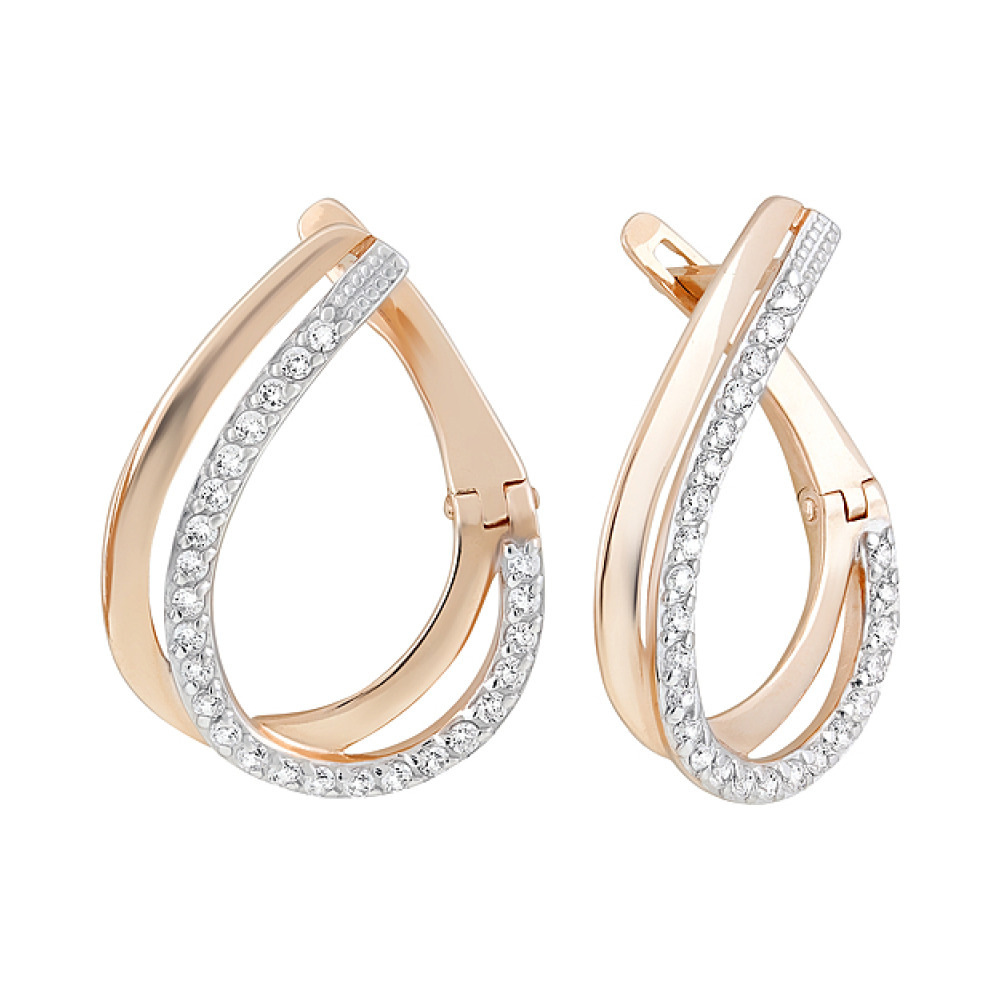 Золотые серьги с фианитами № 126751