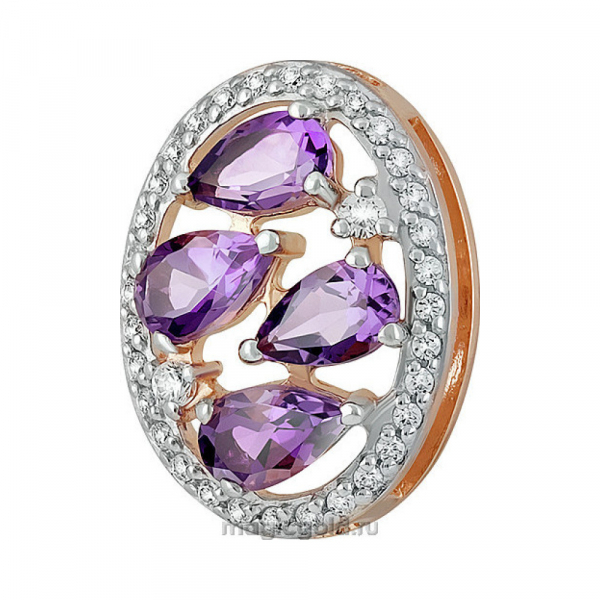 Золотая подвеска с аметистом и фианитом № 135527