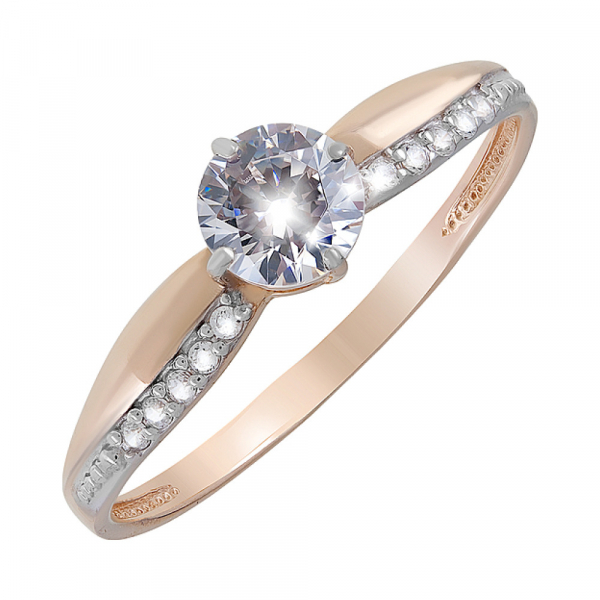 Золотое кольцо с кристаллами swarovski № 122322
