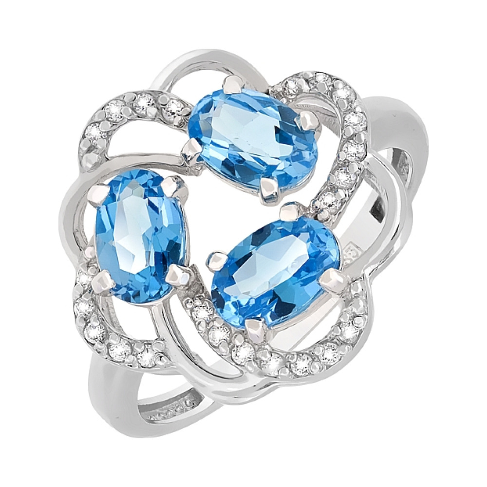 Золотое кольцо с топазом и фианитом № 116489