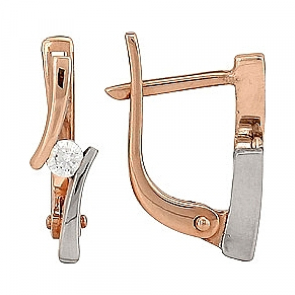 Золотые серьги с бриллиантом № 73312