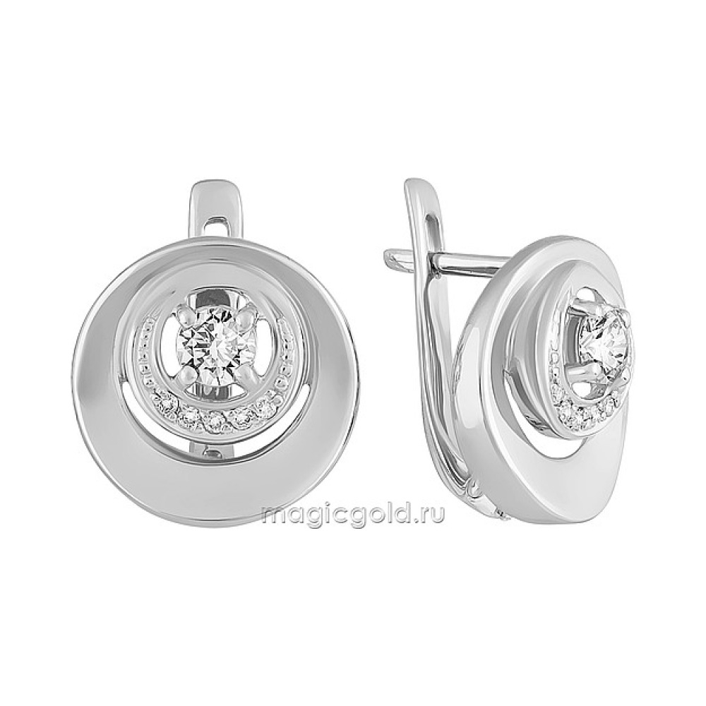 Золотые серьги с бриллиантом № 162511