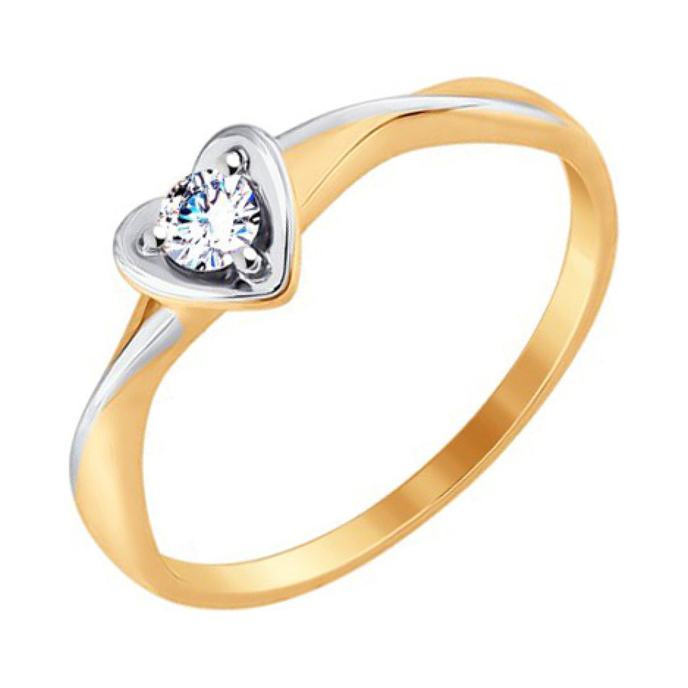 Золотое кольцо с фианитом № 162817