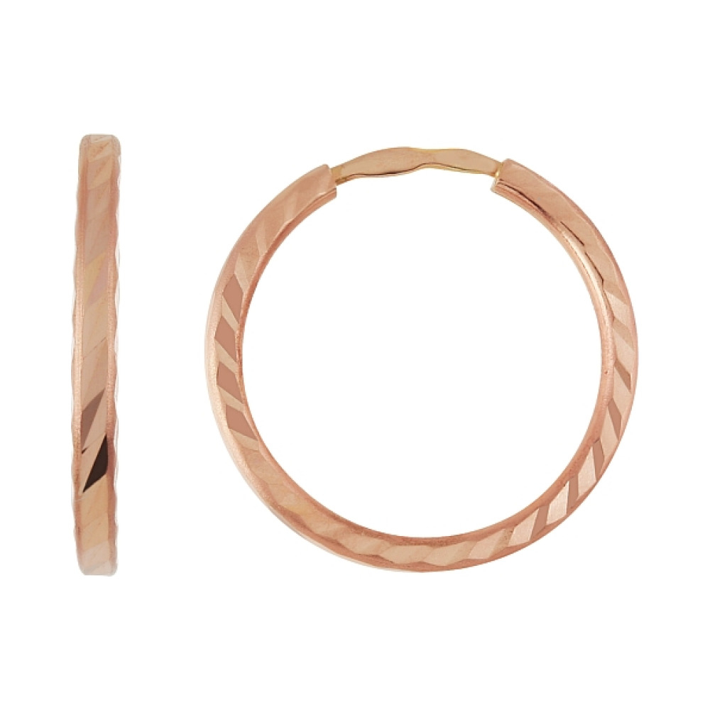 Золотые серьги без камня с алмазкой № 100520