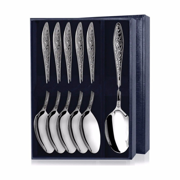 Набор десертных ложек Морозко из серебра 925 пробы