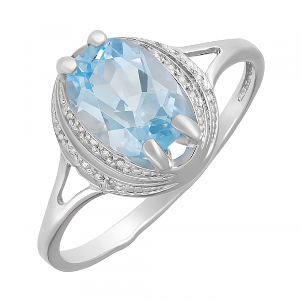 Серебряное кольцо с топазом и фианитом № 124649