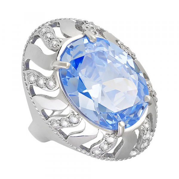 Серебряное кольцо с фианитом № 132934