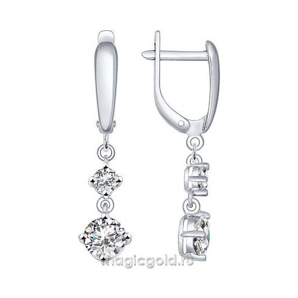 Серебряные серьги с фианитом № 159996