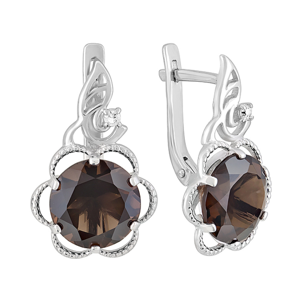 Серьги с раухтопазом и фианитом № 123239