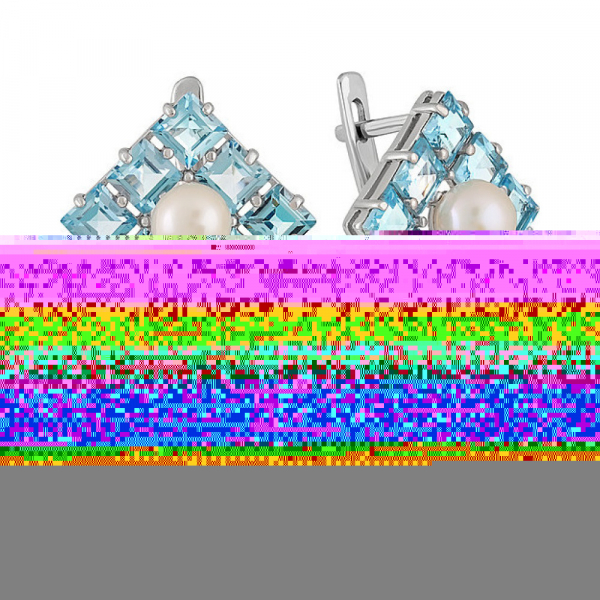 Серебряные серьги с топазом, жемчугом и перламутровым жемчугом № 134769