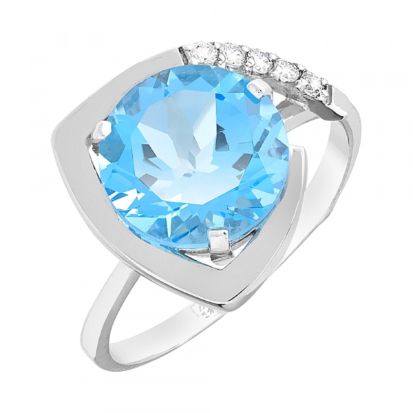 Золотое кольцо с топазом и фианитами № 86194