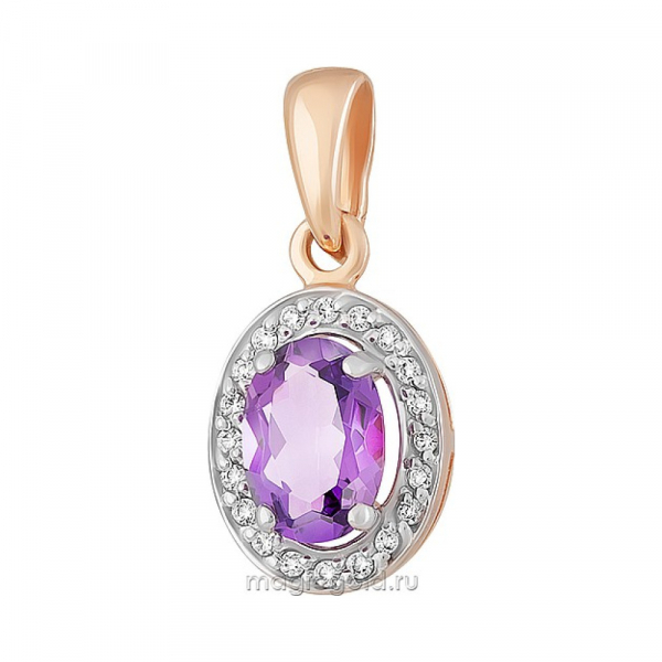 Золотая подвеска с аметистом и фианитом № 158897