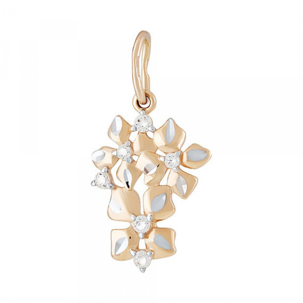 Золотая подвеска с алмазкой и фианитом № 133824