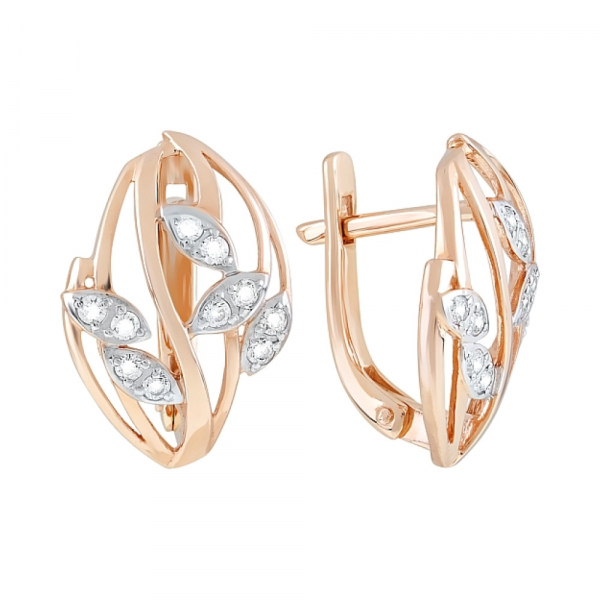 Золотые серьги с фианитами № 120630