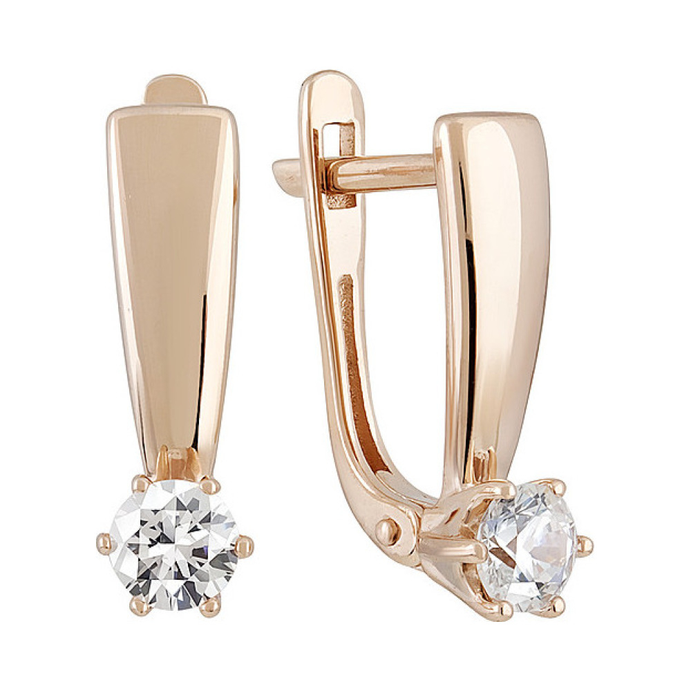 Золотые серьги с кристаллами swarovski № 133285