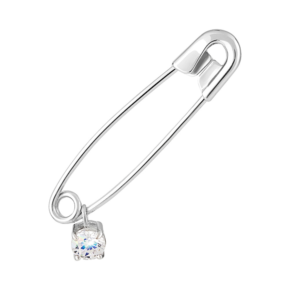 Серебряная брошь с фианитом № 127462