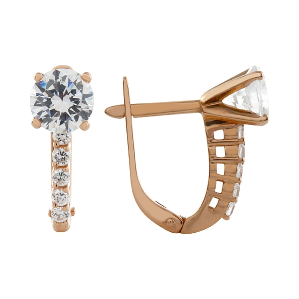 Золотые серьги с фианитом № 97136