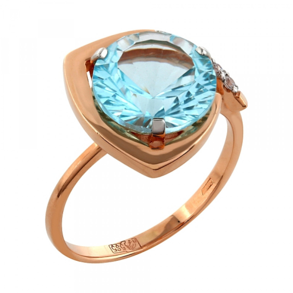 Кольцо с топазом и фианитом № 96187