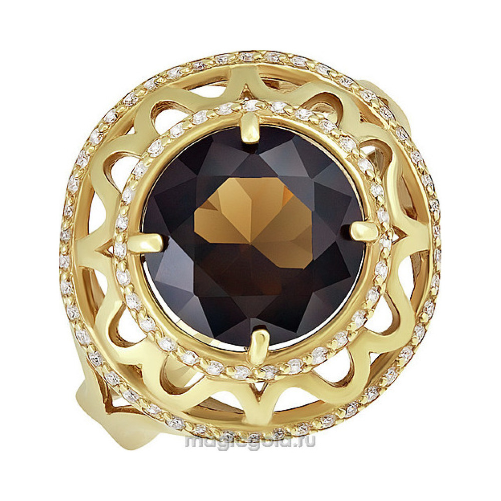 Серебряное кольцо с алпанитом , фианитом и золотым покрытием № 135051