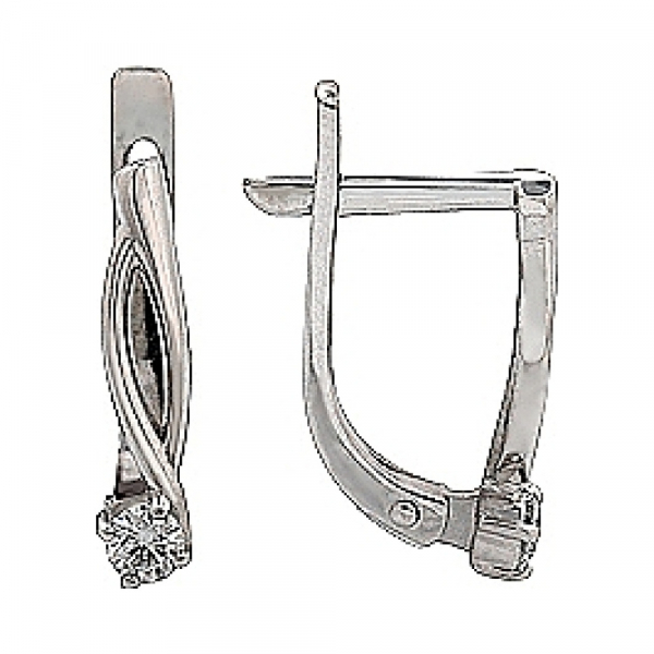 Золотые серьги с бриллиантом № 76588