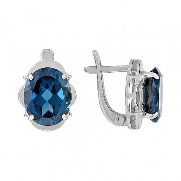 Золотые серьги с топазом и фианитом № 113936