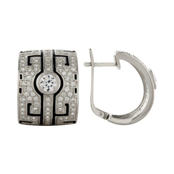 Серебряные серьги с фианитом № 83427