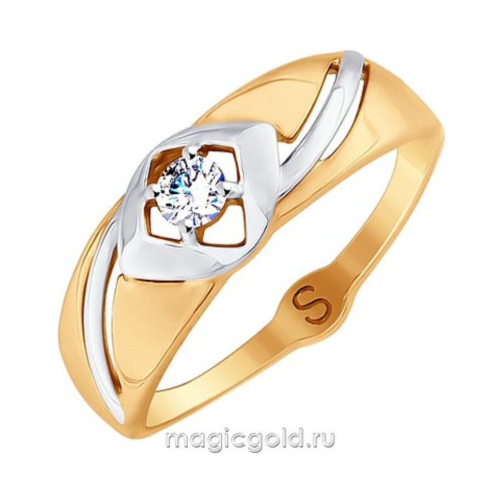 Золотое кольцо с фианитом № 163936