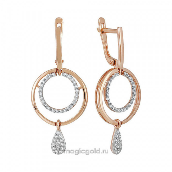 Золотые серьги с фианитом № 140310