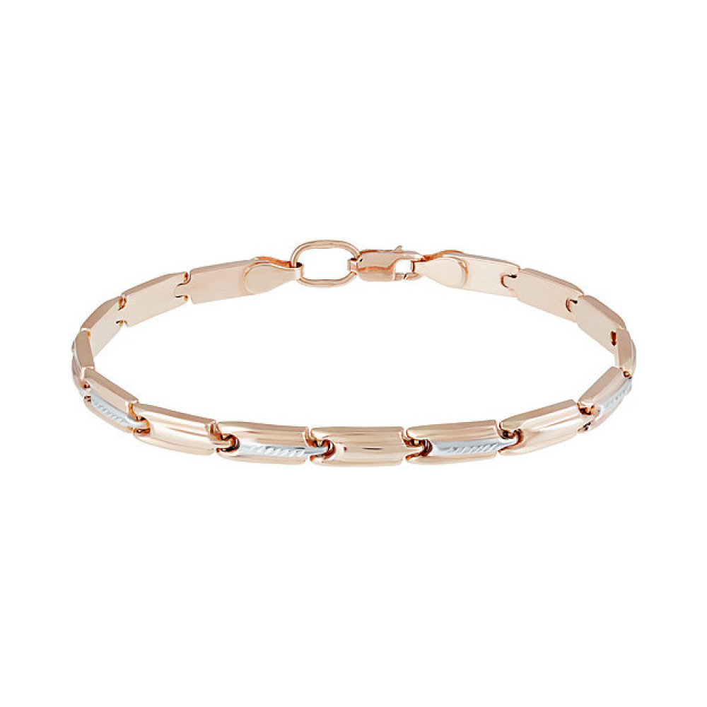 Золотой браслет без камня с алмазкой № 136859