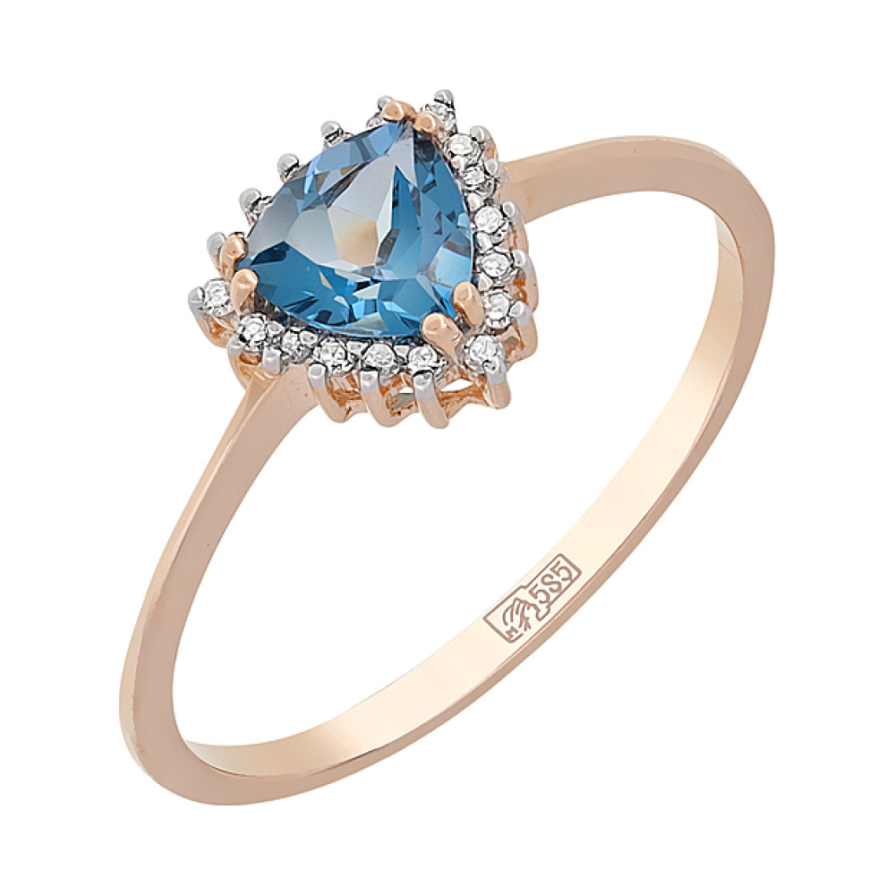 Золотое кольцо с бриллиантом и топазом № 114936