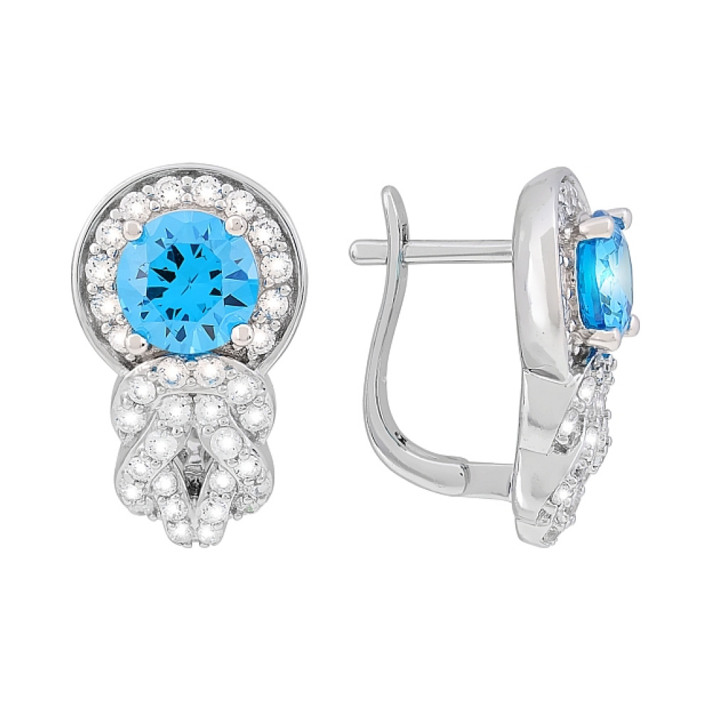 Серебряные серьги с фианитами № 117465