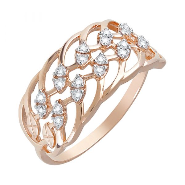 Золотое кольцо с фианитами № 123646