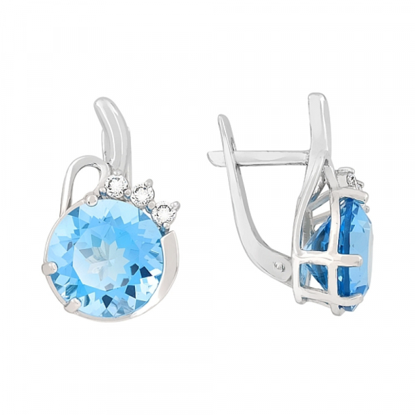 Золотые серьги с топазом и фианитом № 76107