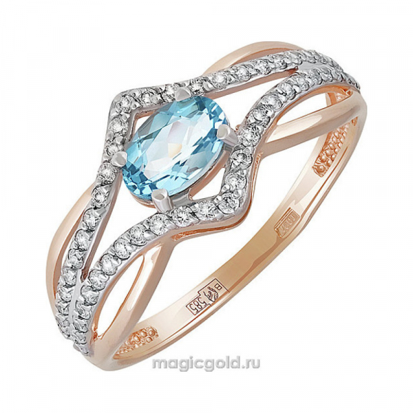 Золотое кольцо с топазом и фианитом № 141320