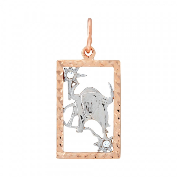 Золотая подвеска с алмазкой и фианитом № 106757